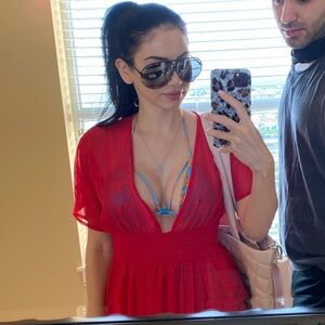 ASOS Shirred Waist Maxi Chiffon Beach Kaftan US 2